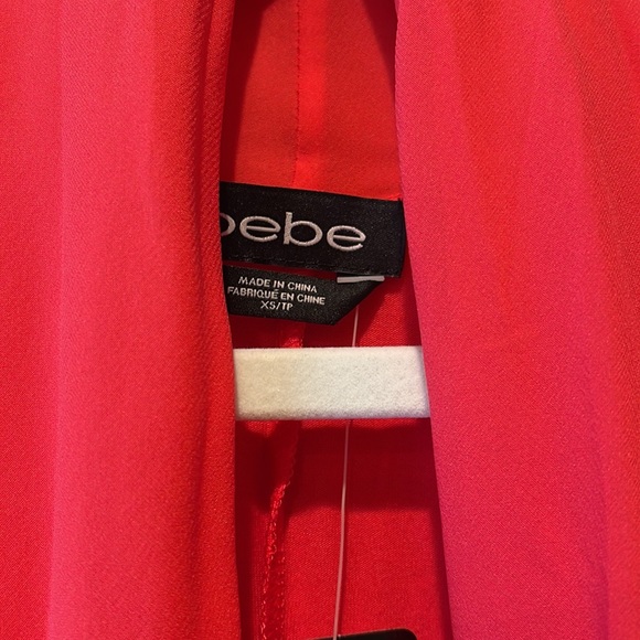 Bebe Cutout Sleeve Silk Wrap Bodysuit Teaberry XS - Picture 9 of 15